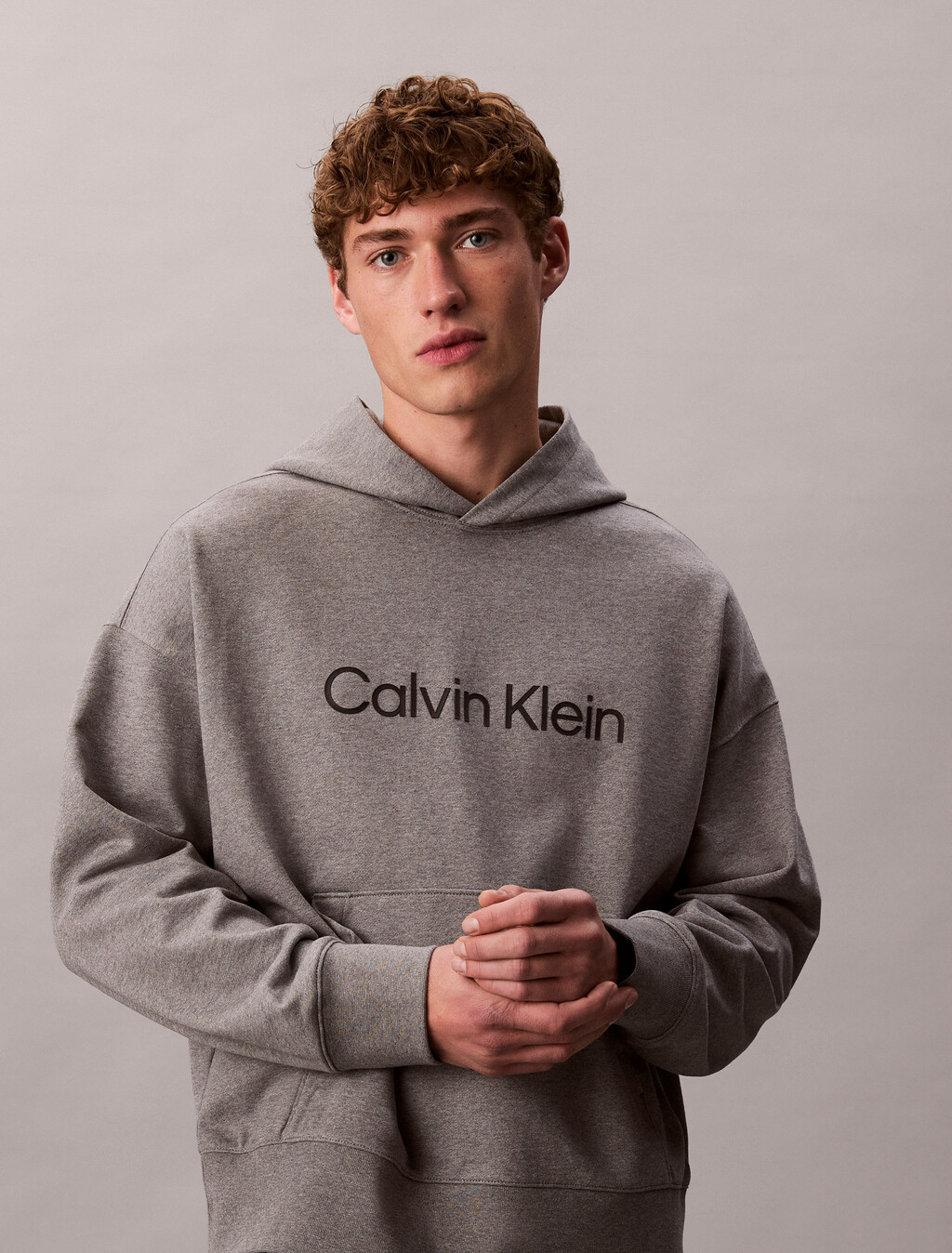 經典標誌毛圈布連帽運動衫, Medium Grey Heather, hi-res