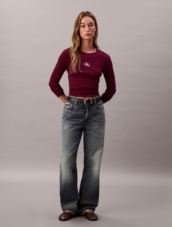 Monogram 標誌長袖貼身 T 裇