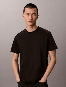 Mercerized Double Knit Cotton Tee, Black, hi-res