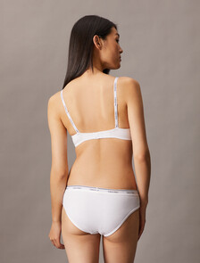 Cotton Modal Wirefree Push Up Plunge Bra, White, hi-res