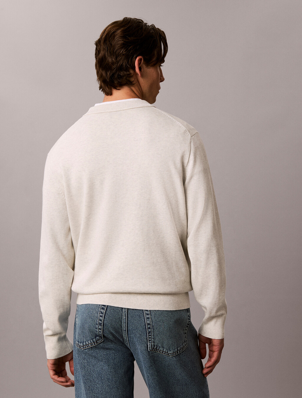 Relaxed Cotton Monologo Graphic Jumper, SNOW HEATHER, hi-res