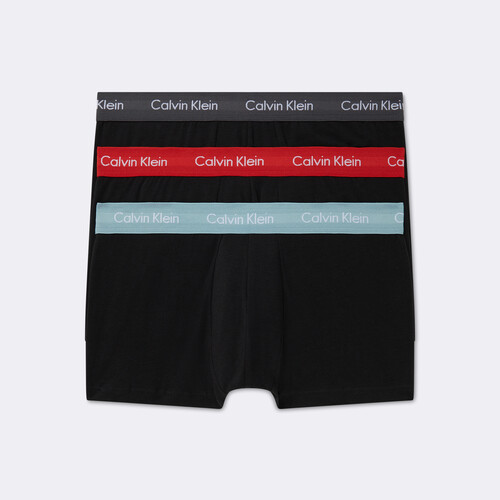 Cotton Stretch 低腰貼身短版四角褲（3 件組） BLK/POMPIAN RED