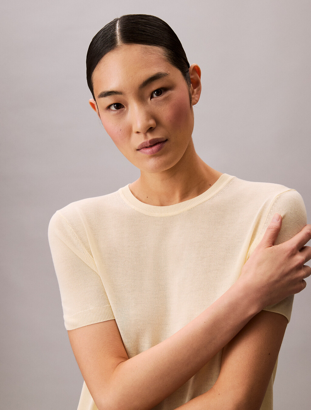 Fine Gauge Viscose Jumper, Buttercream, hi-res