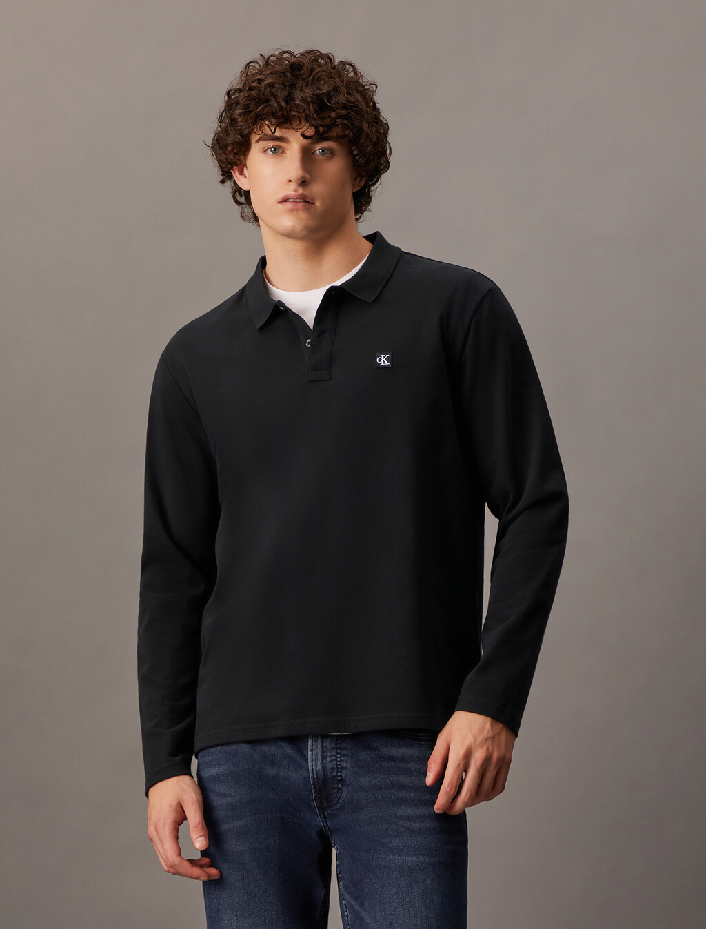 CK 徽章標準版型 Polo 衫, Ck Black, hi-res