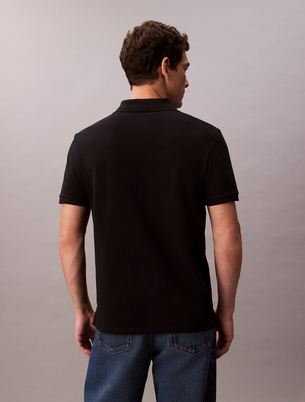 棉質珠地布 Polo 衫, Black, hi-res