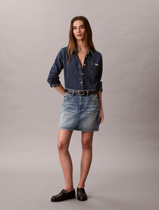 Denim Mini Skirt, BASSET BLUE, hi-res