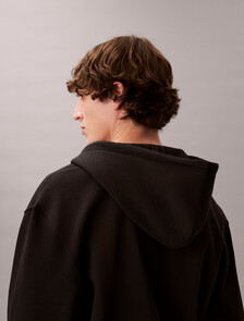 Velvet Monogram Zip Thru Hoodie, Black, hi-res