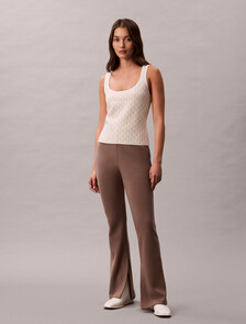 Monogram Tank Cardigan Twinset, White Greige, hi-res