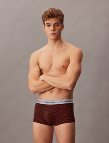 3 件裝低腰平口內褲 - Icon Cotton Stretch, Black/Seamless Emblem_Dark Berry/Adrenaline Rush, hi-res