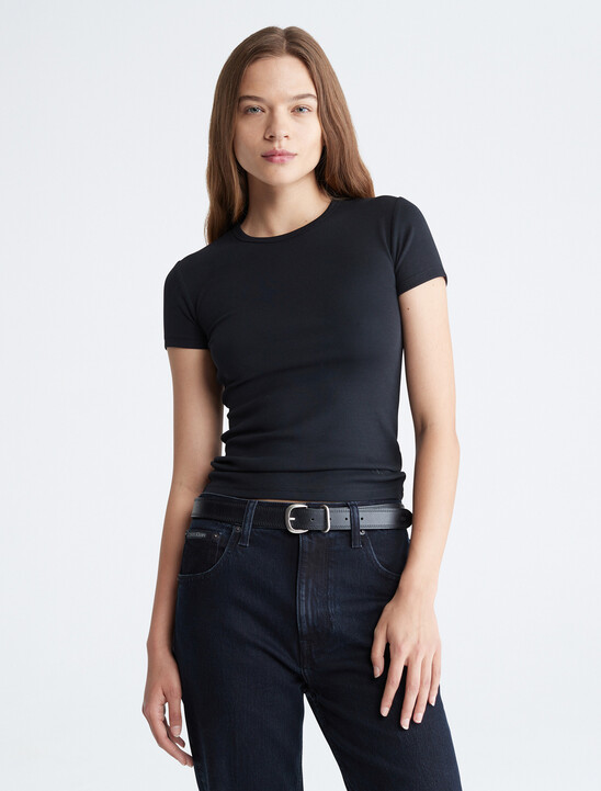 Ribbed Slim Fit Crewneck T-Shirt