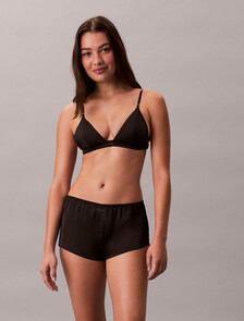 Satin Triangle Bra, Black, hi-res