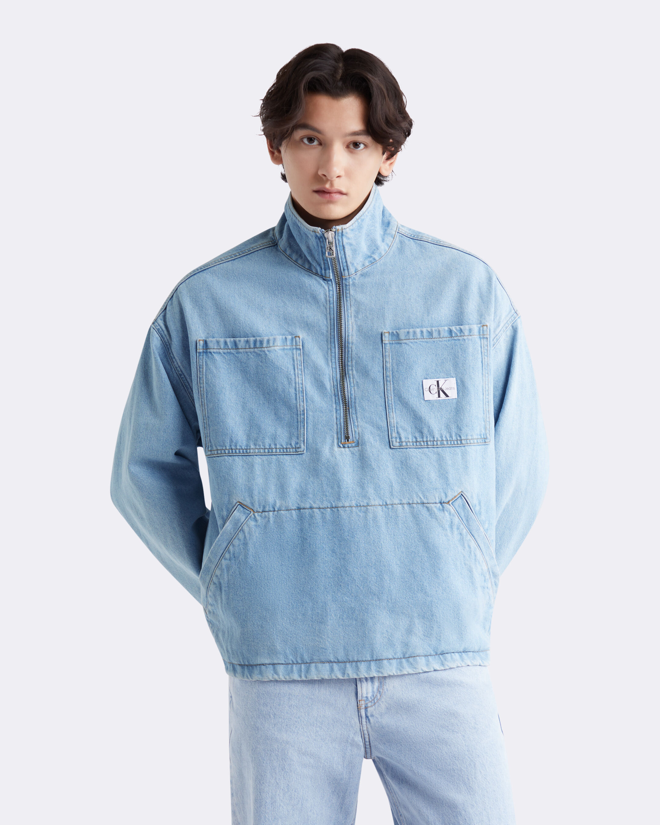 Recycled Cotton Denim Windbreaker black Calvin Klein Taiwan