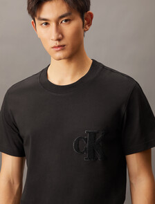 Flocked Monogram Tee, Ck Black, hi-res
