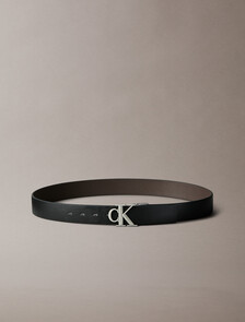CK Buckle Reversible Tumbled Leather Belt, Black/CK Dark Brown/Antique Silver, hi-res