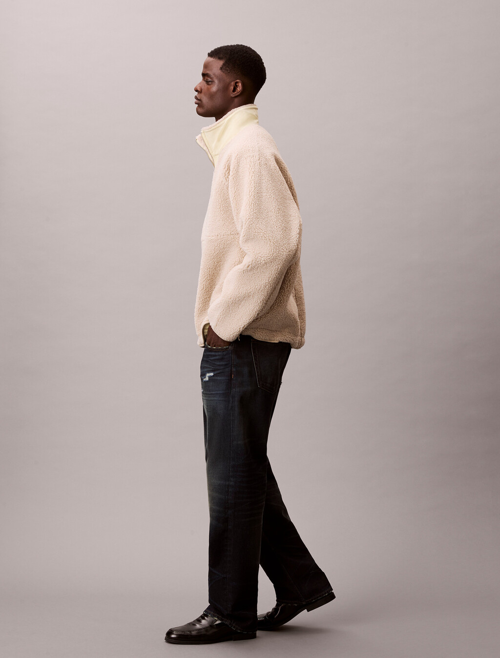 Sherpa Roll Neck 1/4 Zip Sweatshirt, Silvermoss, hi-res