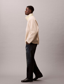 Sherpa Roll Neck 1/4 Zip Sweatshirt, Silvermoss, hi-res