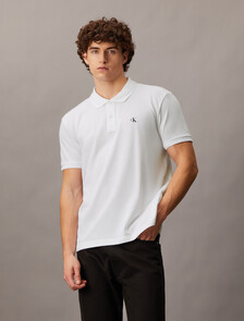 CK 標誌珠地棉 Polo 衫, Bright White, hi-res