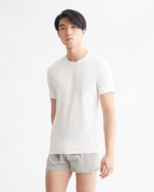 MODERN COTTON 彈力圓領 T 恤 2 件裝, White/White, hi-res