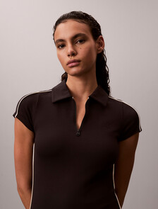 Tech Knit Polo Mini Dress, Black, hi-res