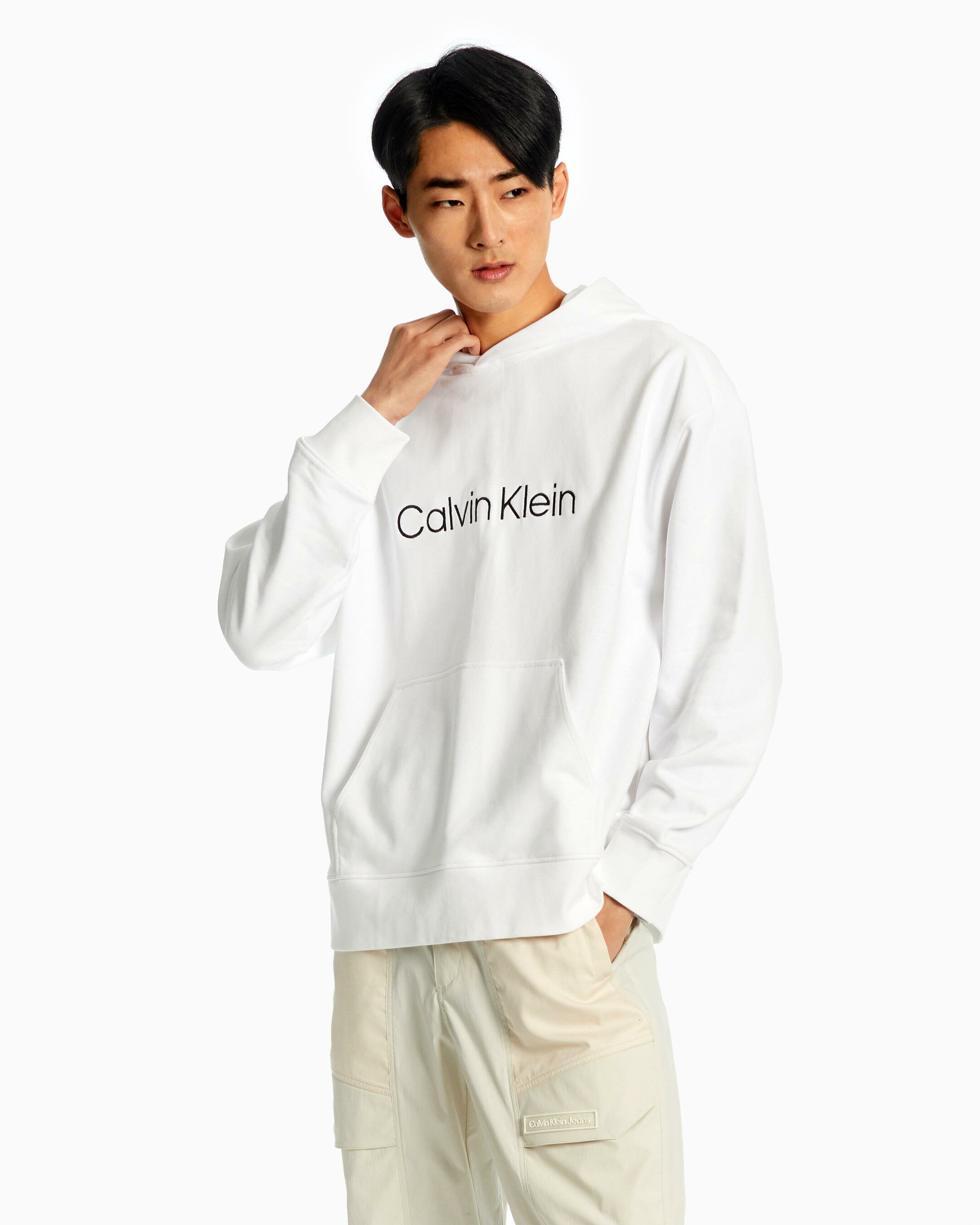 Calvin klein white sweatshirt hotsell