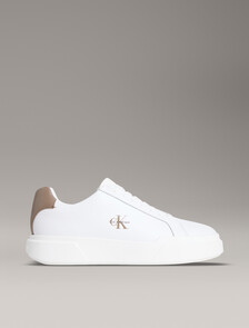 Leather Durable Traction NYC Trainers, Bright White/Desert Taupe, hi-res