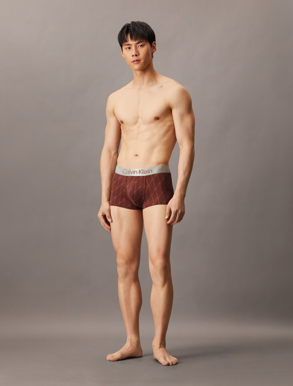 Brushed Microfiber Stretch Low Rise Trunk, 18842 NETTED LOGO+DEEP MINERAL RED, hi-res