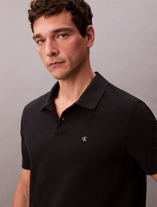 棉質珠地布 Polo 衫, Black, hi-res