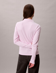 Woven Monologo Rib Collared Top, Pearly Pink, hi-res
