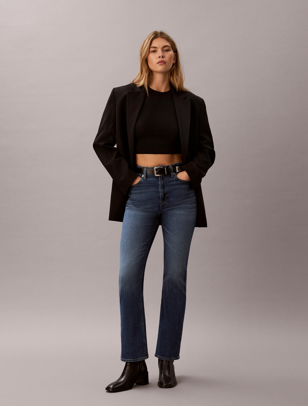 High Rise Bootcut Jeans, NAVY VILLA, hi-res