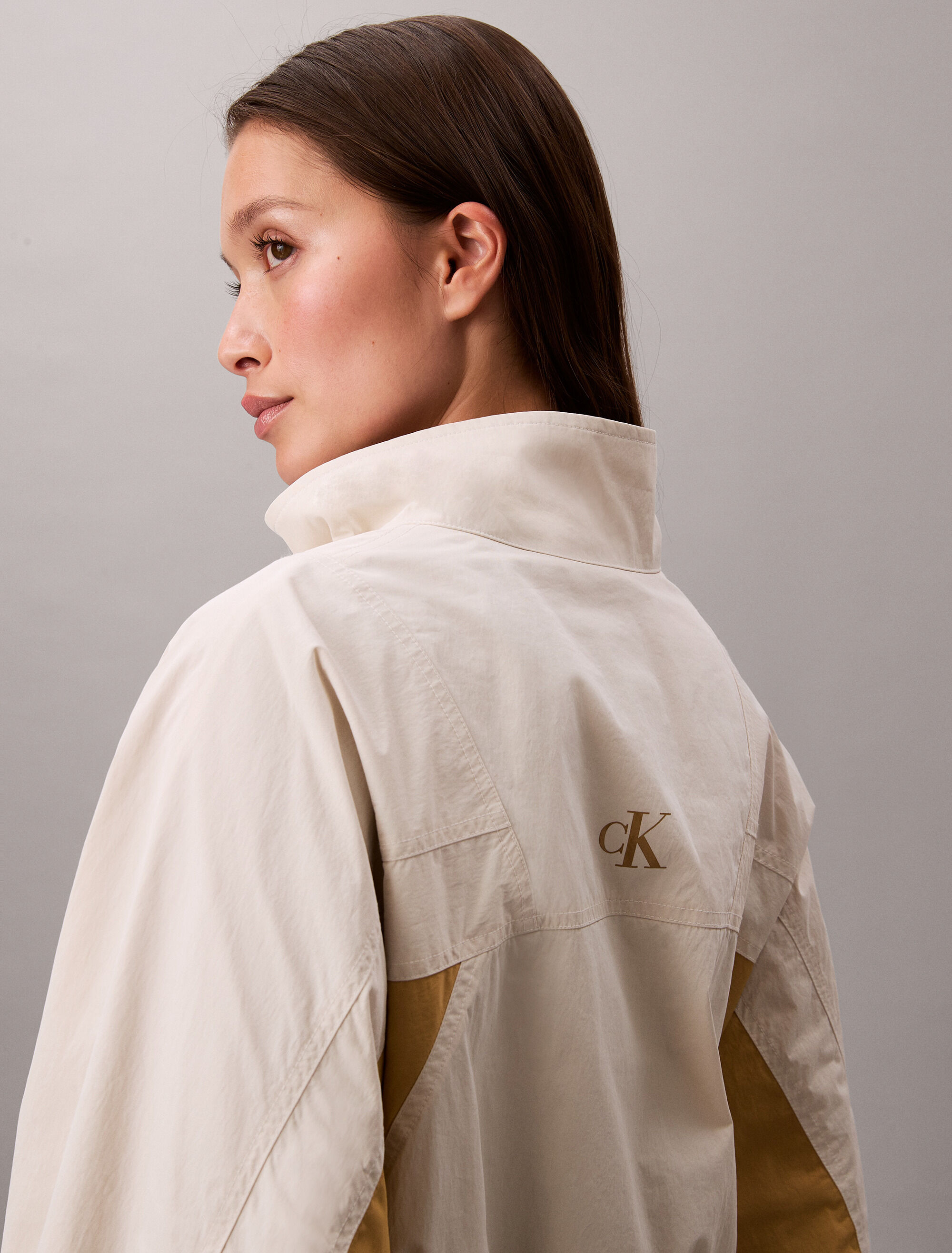 Cropped Colour Block Nylon Jacket | brown | Calvin Klein Taiwan