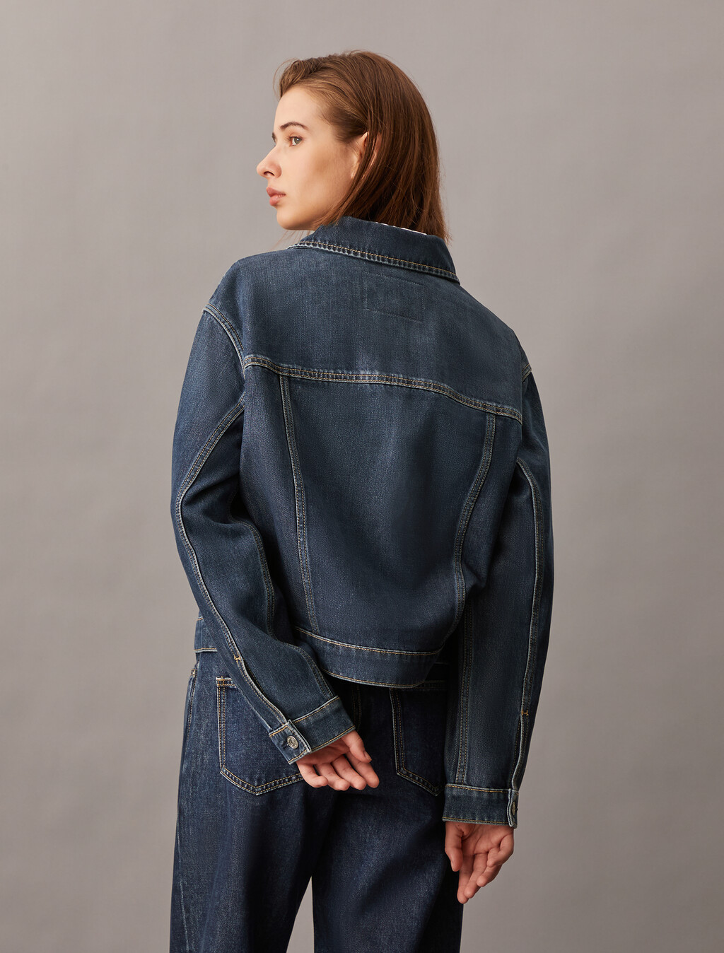 超寬鬆拉鍊牛仔外套, Denim Dark, hi-res