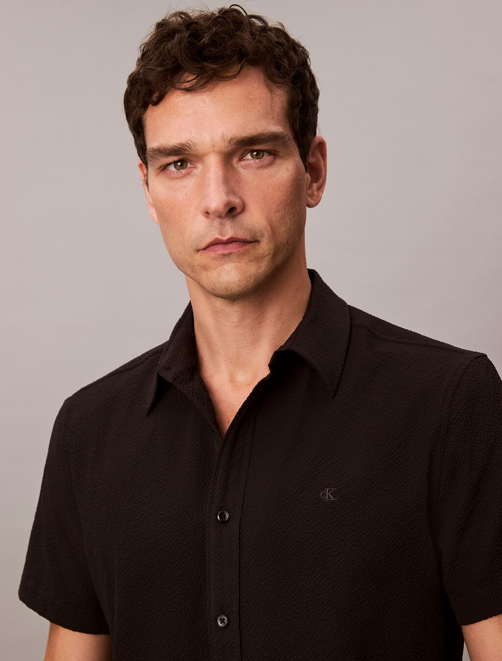 Seersucker Classic Shirt, Black, hi-res