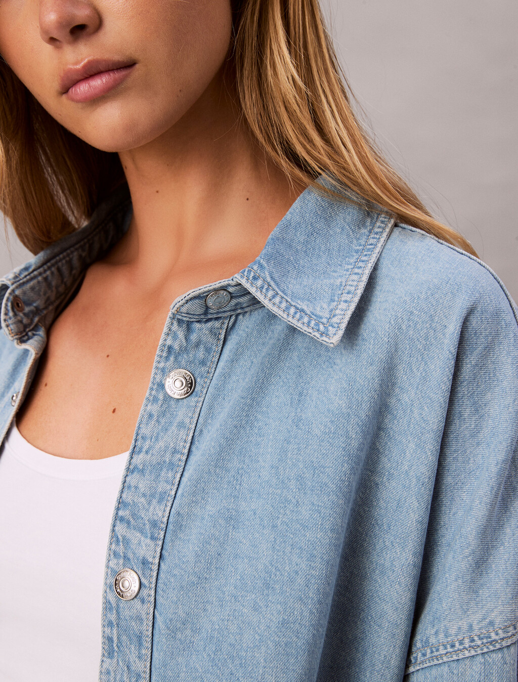 Cotton Linen Denim Shirt, AARON INDIGO, hi-res