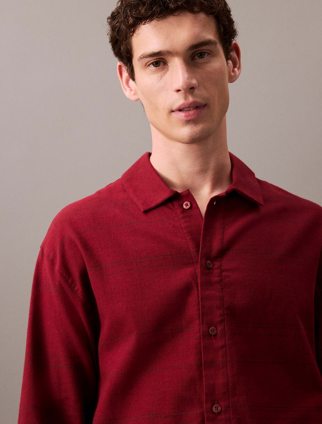 Flannel Sleep Button Down Shirt, 17770 BEAM PLAID+SYRAH, hi-res