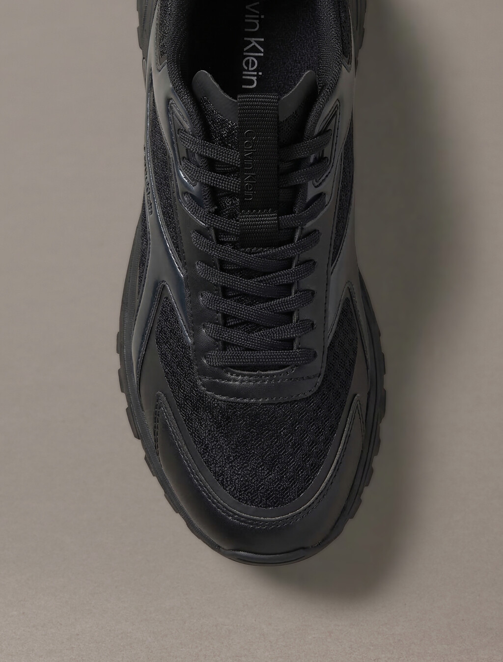 Knit and Metallic Runner Trainers, Triple Black, hi-res
