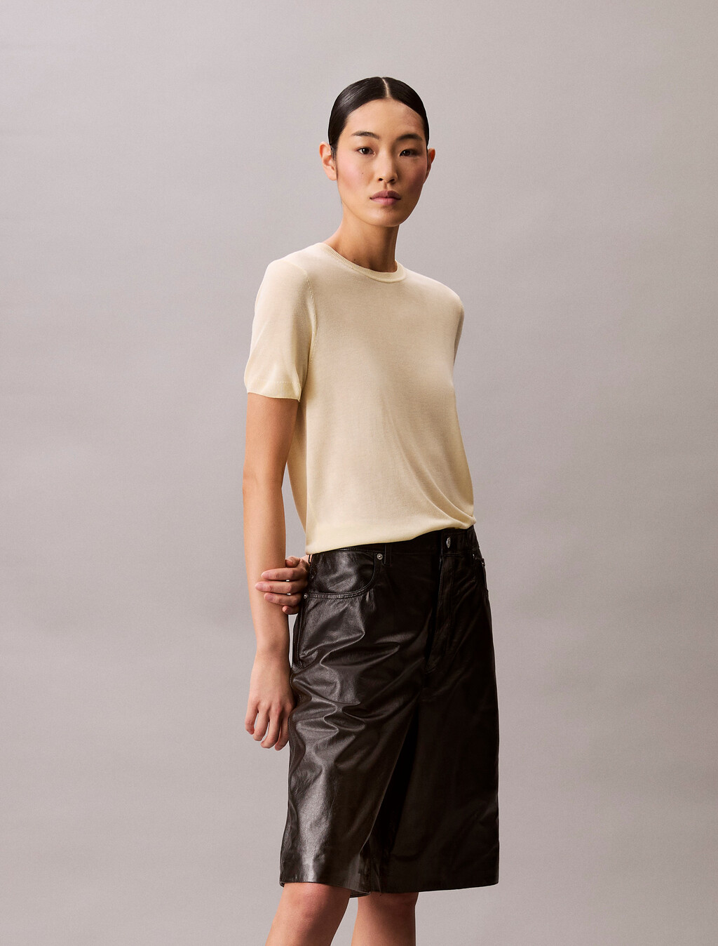 Fine Gauge Viscose Jumper, Buttercream, hi-res