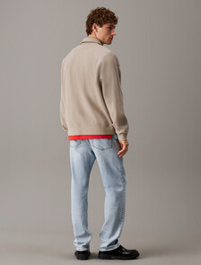 羅紋標誌貼飾拉鍊 Polo 衫, Vintage Khaki, hi-res
