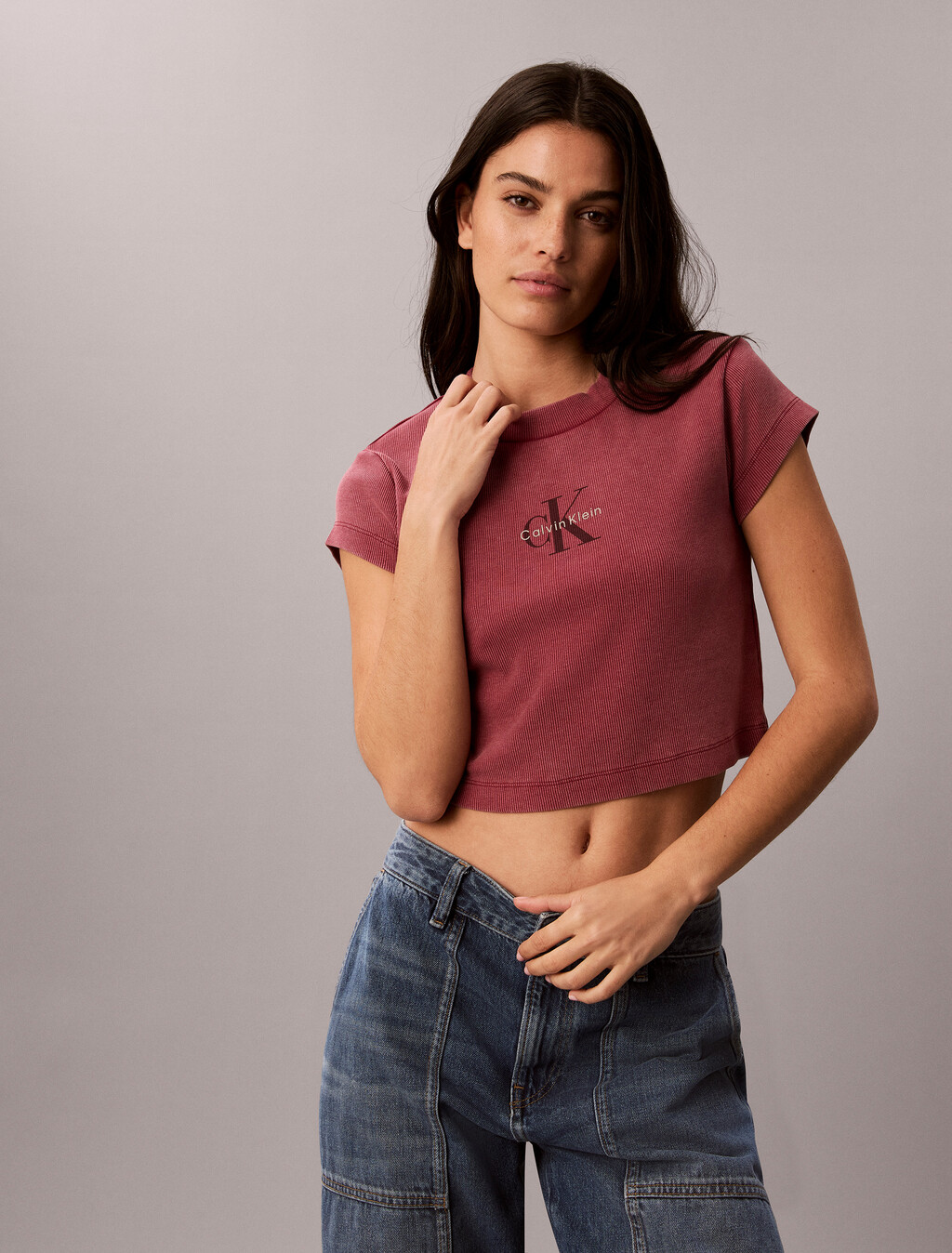 Baby Fit Ribbed Monogram Logo T-Shirt, Rhododendron, hi-res