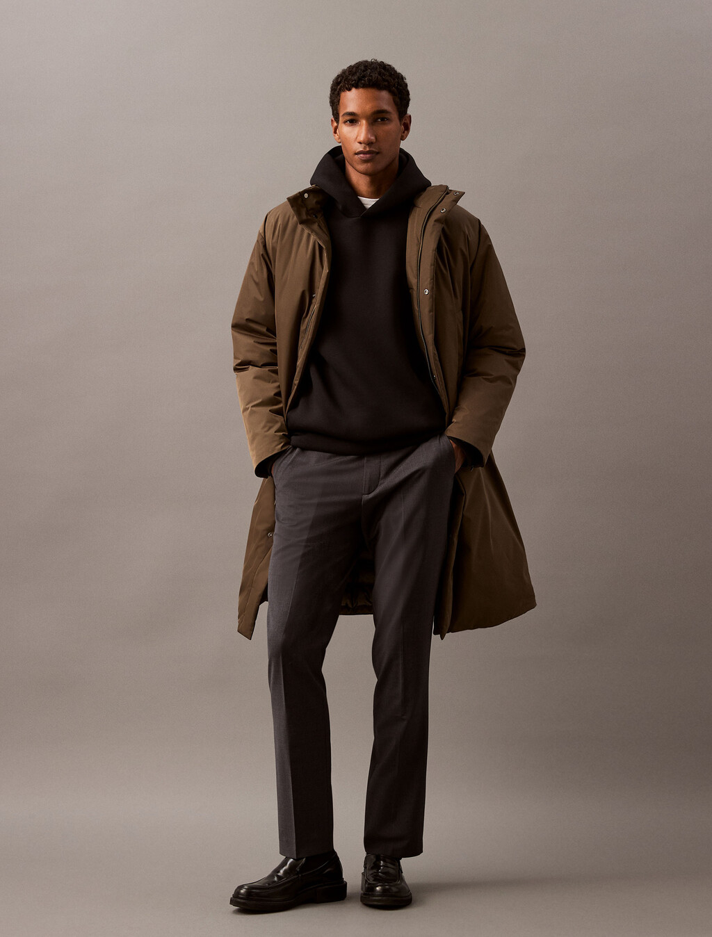 Refined Wool Blend Slim Trouser, Charcoal Heather, hi-res