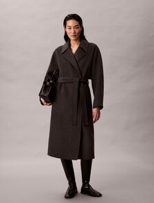 Belted Wool Trench Coat, B85 Charcoal Heather, hi-res