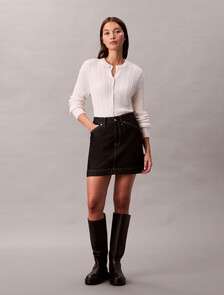 Merino Wool Blend Cable Cardigan, White Greige, hi-res