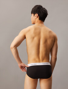 Icon Cotton Stretch Hip Briefs 3 Pack, Grey Heather/White/Black, hi-res