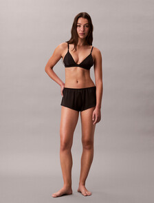 Satin Triangle Bra, Black, hi-res