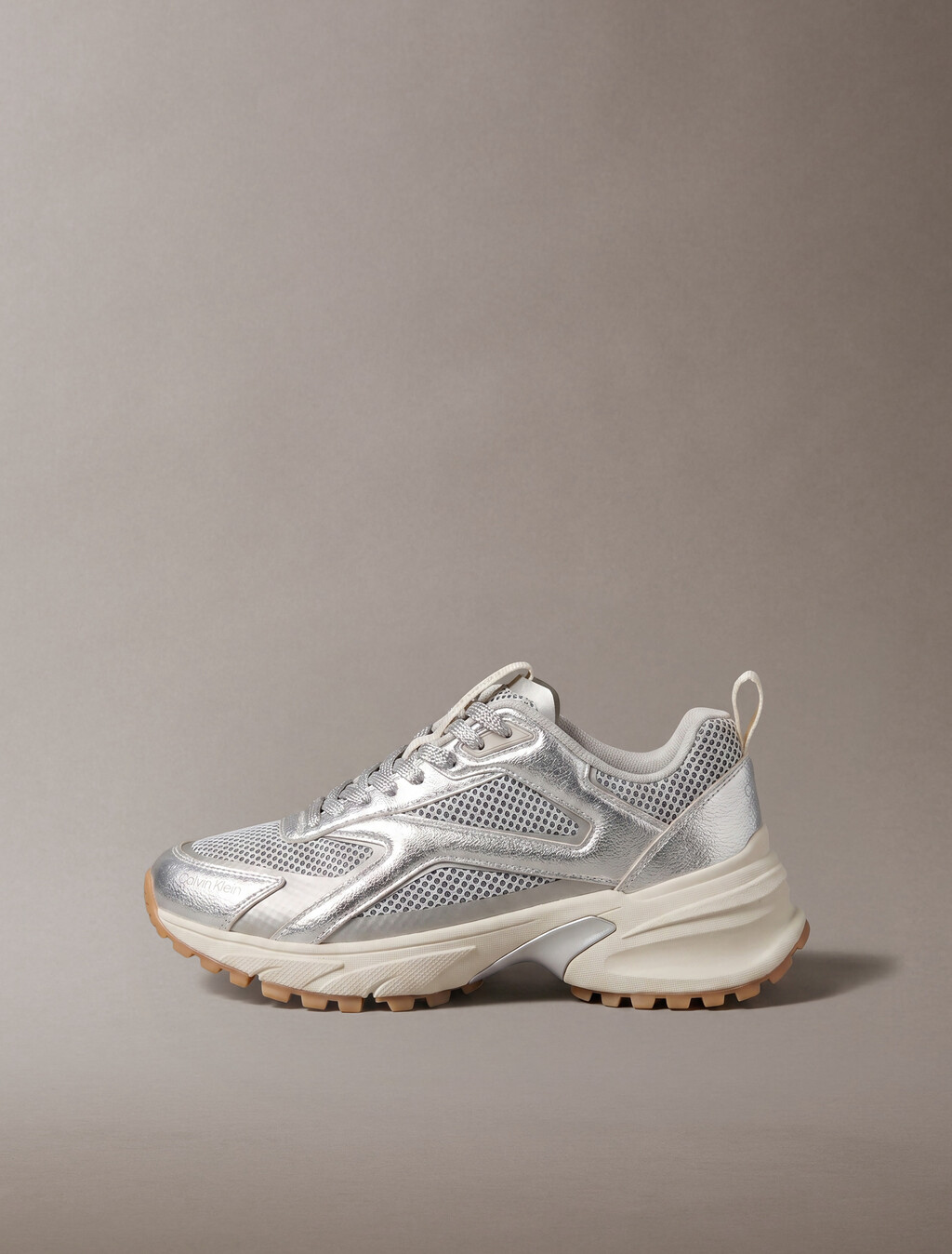 Metallic Mesh Hike Runner Sneaker, Silver/Dk Ecru/Light Gum, hi-res