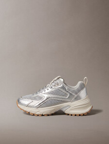Metallic Mesh Hike Runner Sneaker, Silver/Dk Ecru/Light Gum, hi-res