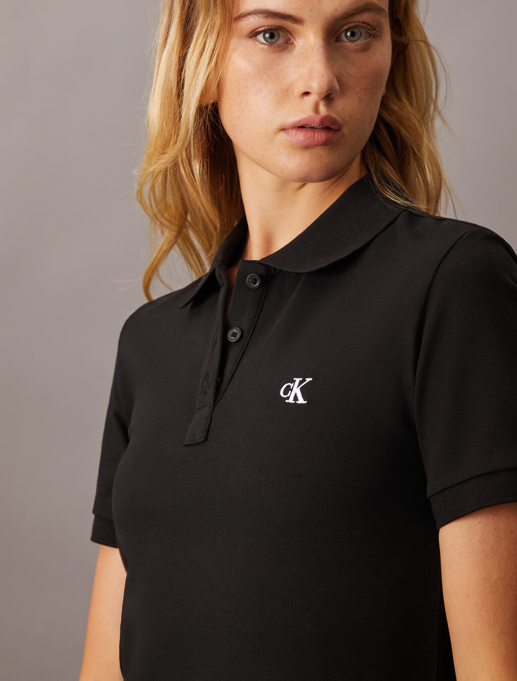 Monogram 標誌刺繡 Polo 洋裝, Ck Black, hi-res