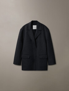 Double Face Recycled Wool Blend Blazer, GUNMETAL MELANGE, hi-res