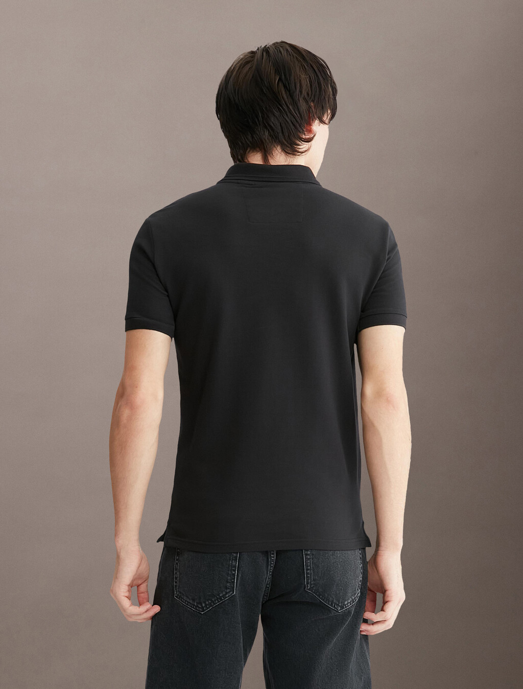 Ck Badge Slim Smooth Cotton Polo, Ck Black, hi-res