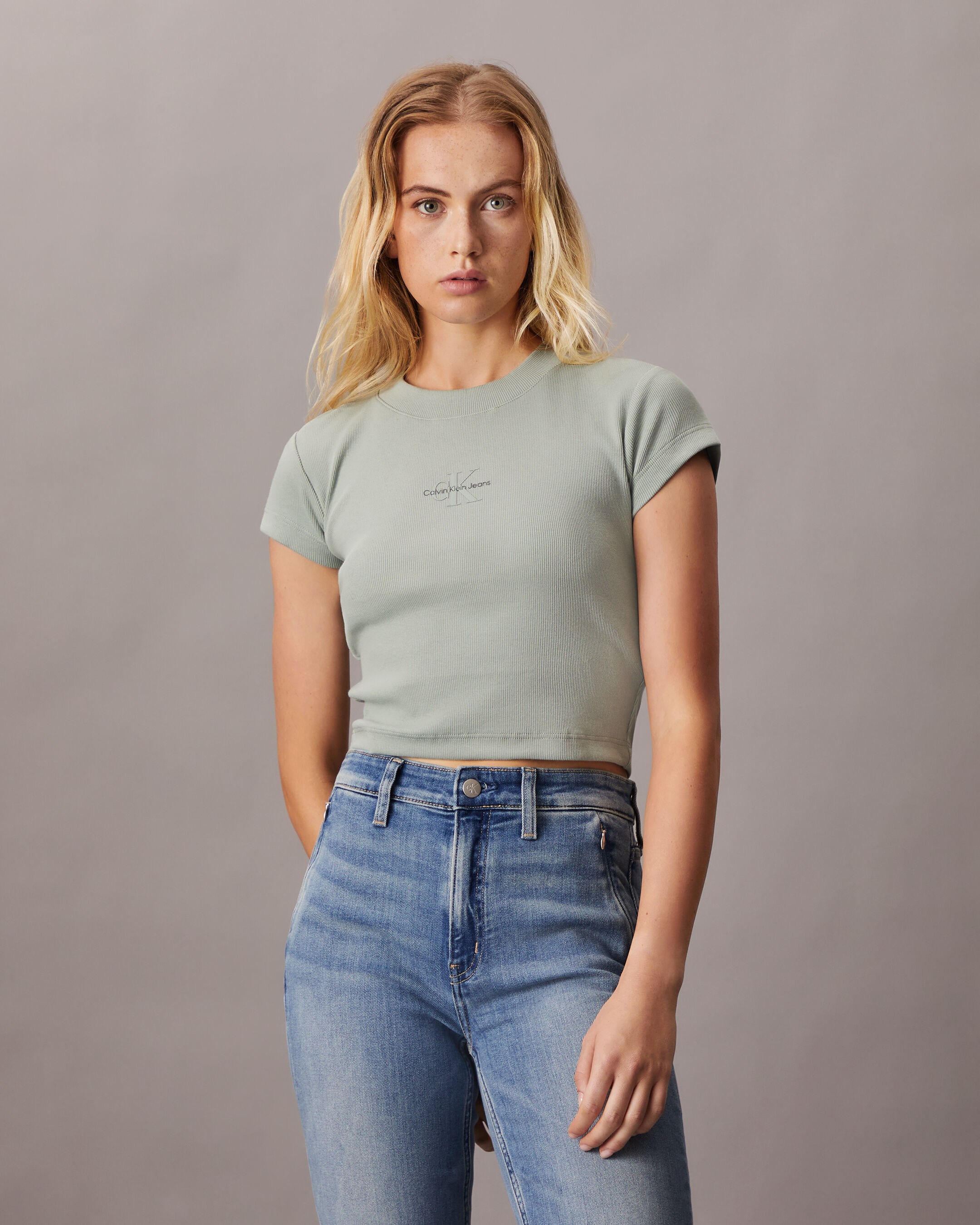 格安saleスタート ボ MONOGRAM BABY TEE | grey | Calvin Klein Taiwan トップス