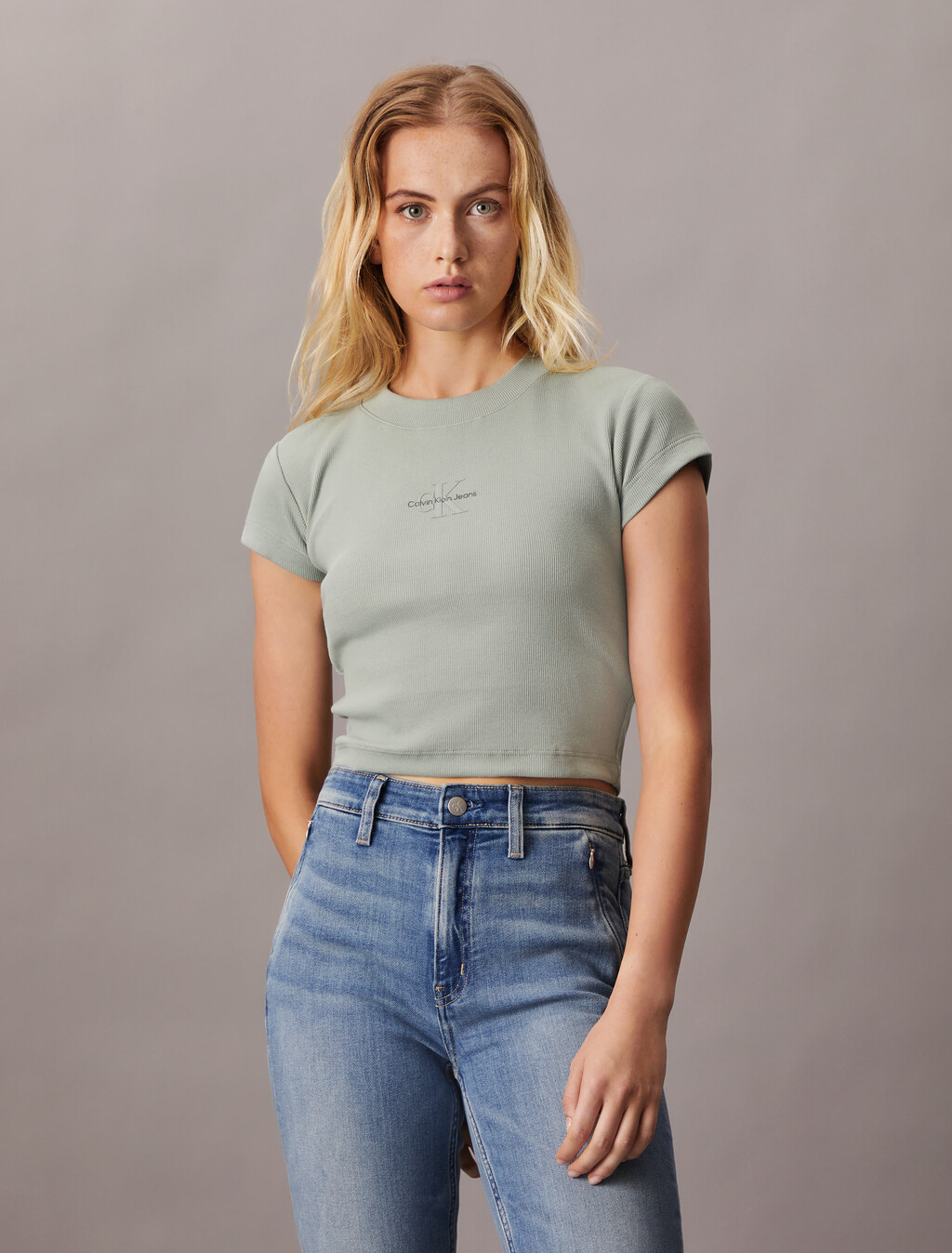 MONOGRAM BABY TEE, Slate Gray, hi-res